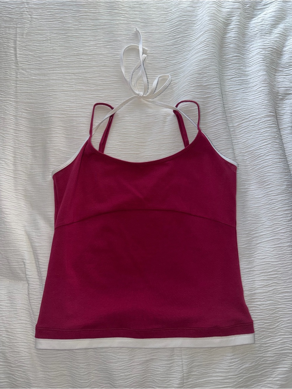 Aritzia Magenta Halter Camisole with White Trim